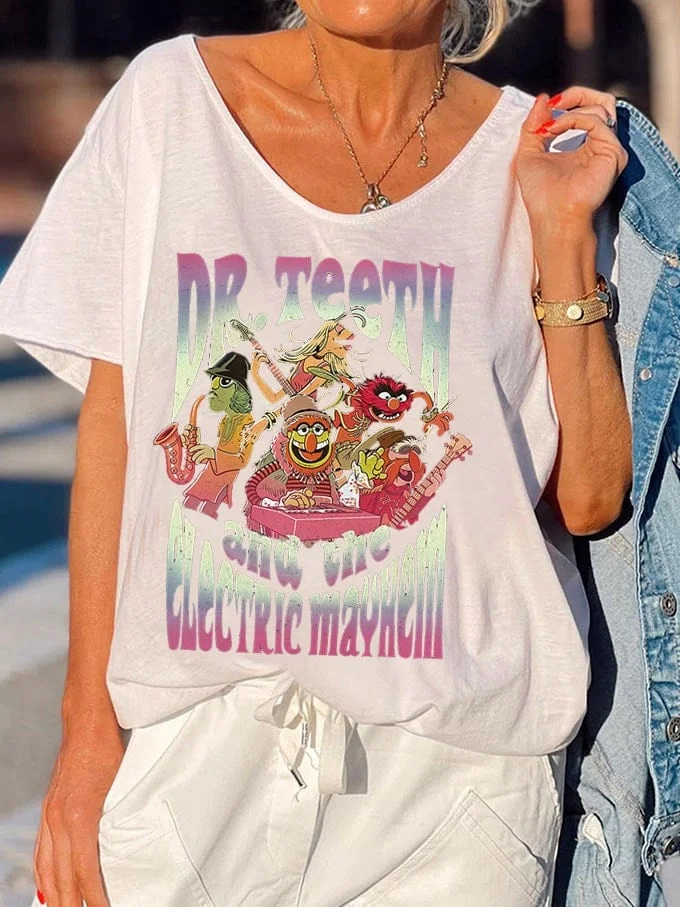 Women's Hippies Dr. Teeth & The Electric Mayhem Print V-Neck T-Shirt