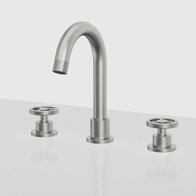EVERSTEIN Knurled Widespread Bathroom Sink Faucet with Pop-up Drain Brushed Nickel