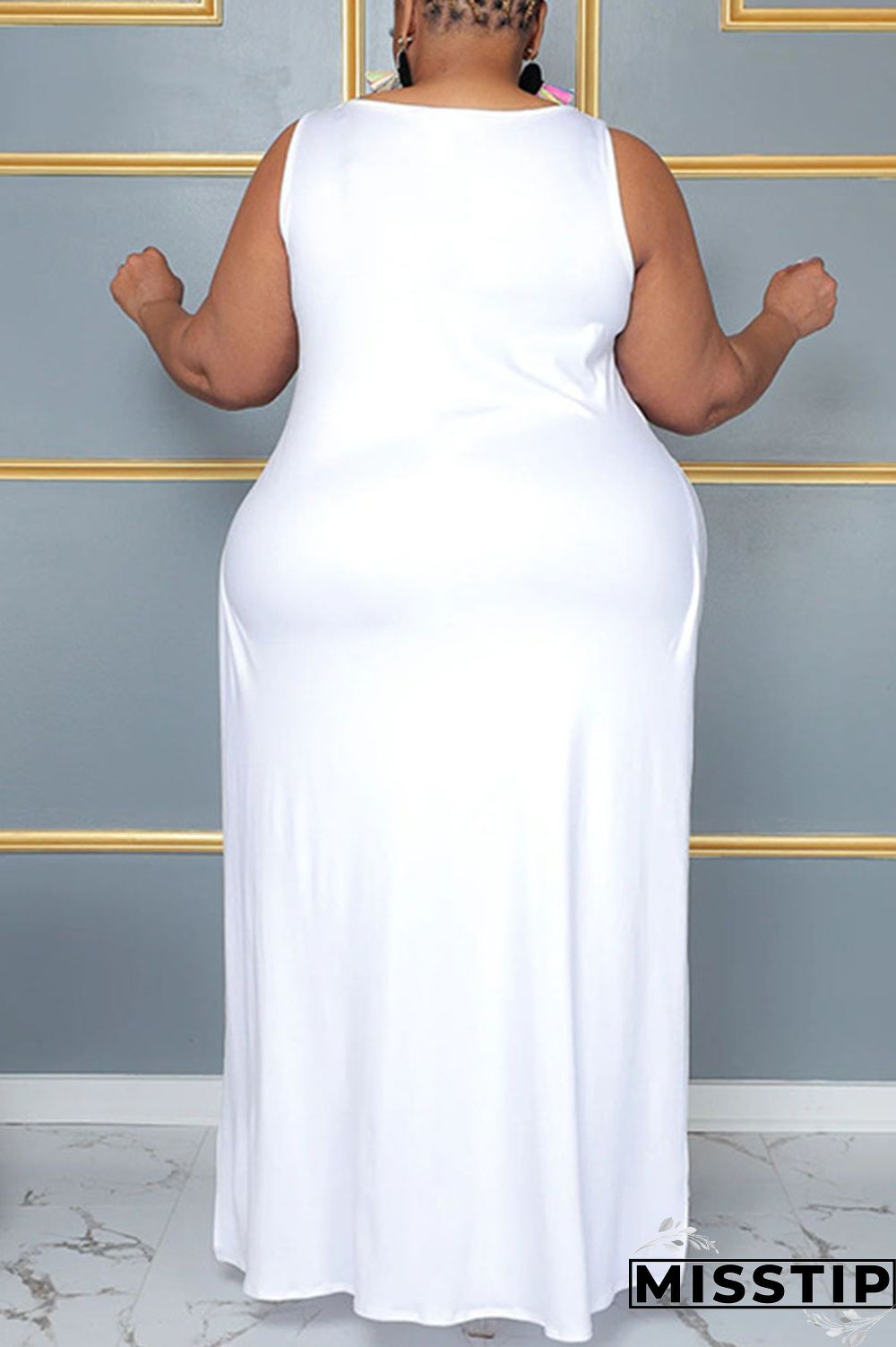 Blue Casual Solid Patchwork Slit V Neck Plus Size Two Pieces