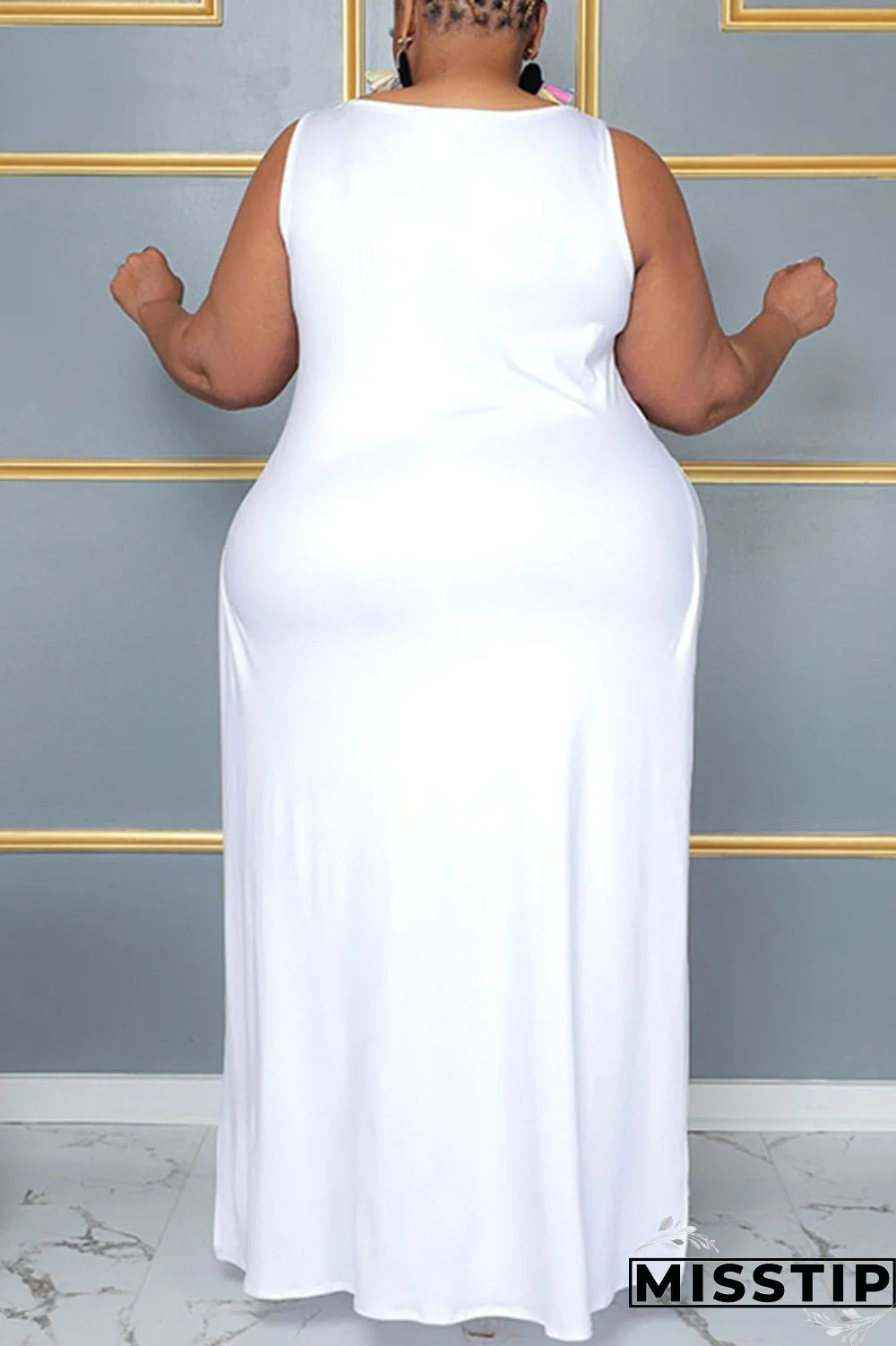 Blue Casual Solid Patchwork Slit V Neck Plus Size Two Pieces