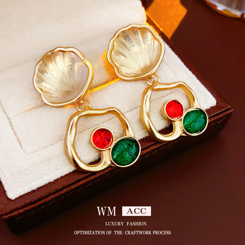 Medieval Shell Geometric Metal Electroplating Earrings