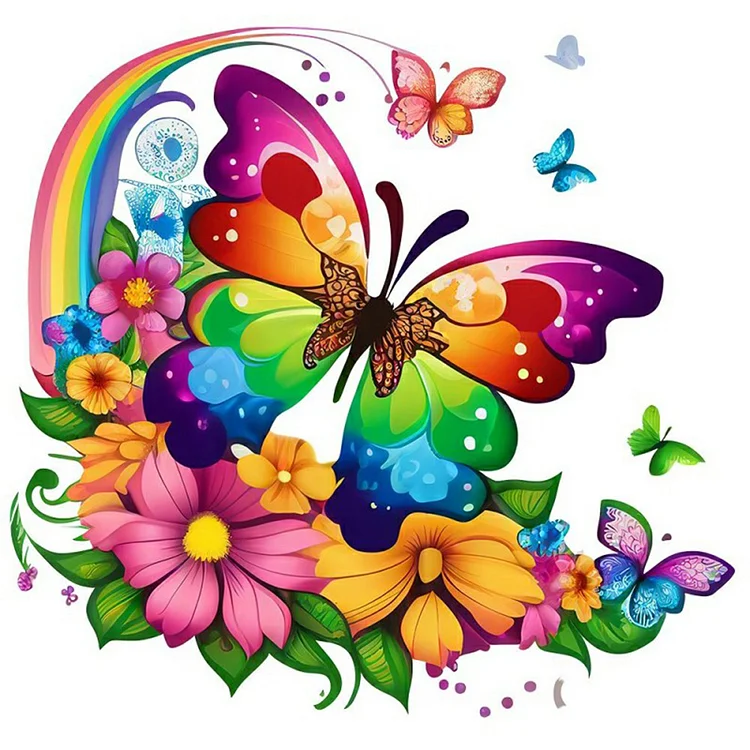 Rainbow Butterfly 30*30CM(Canvas) Full Round Drill Diamond Painting gbfke