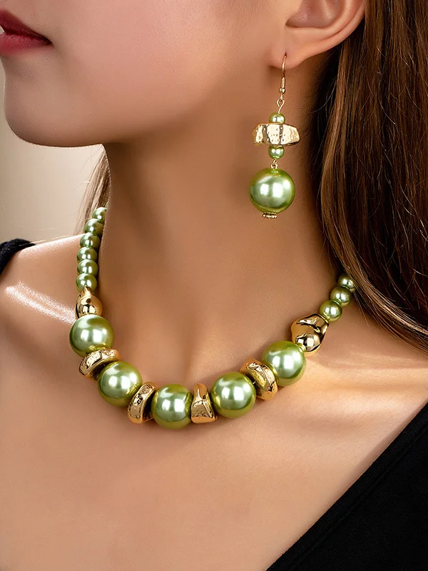 Geometric Contrast Color Necklaces Accessories Drop Earrings