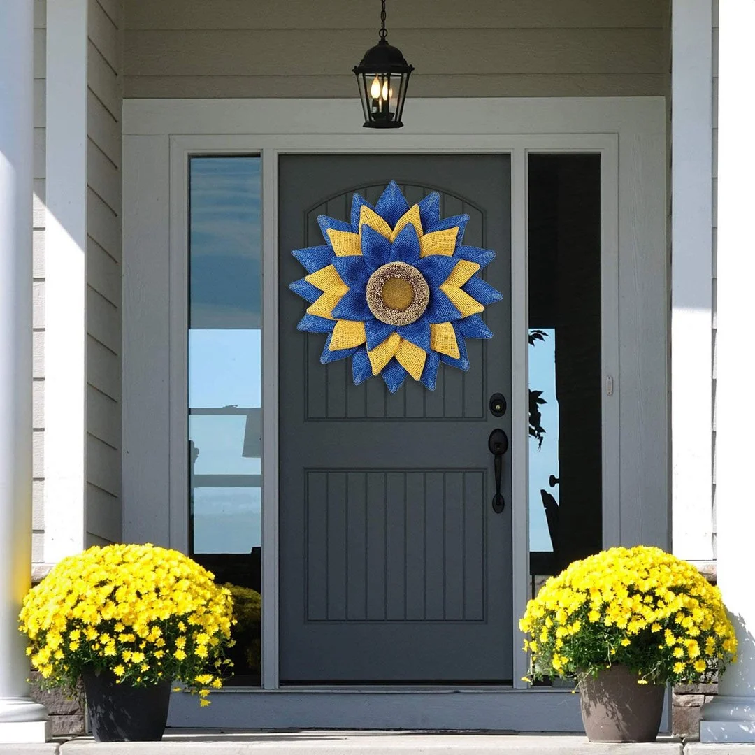 💙💛🌻Prayer for Peace Sunflower Front Door Wreath💛-🌻Donation Wreath🌻