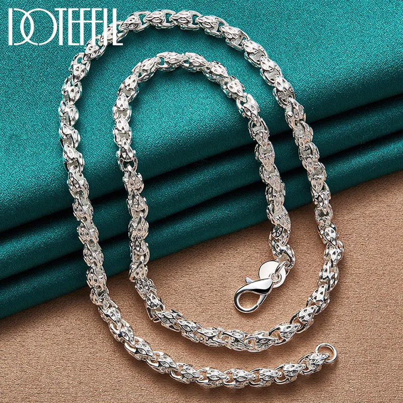 DOTEFFIL 925 Sterling Silver 20/24 Inch 5mm Faucet Chain Necklace For Women Man Jewelry