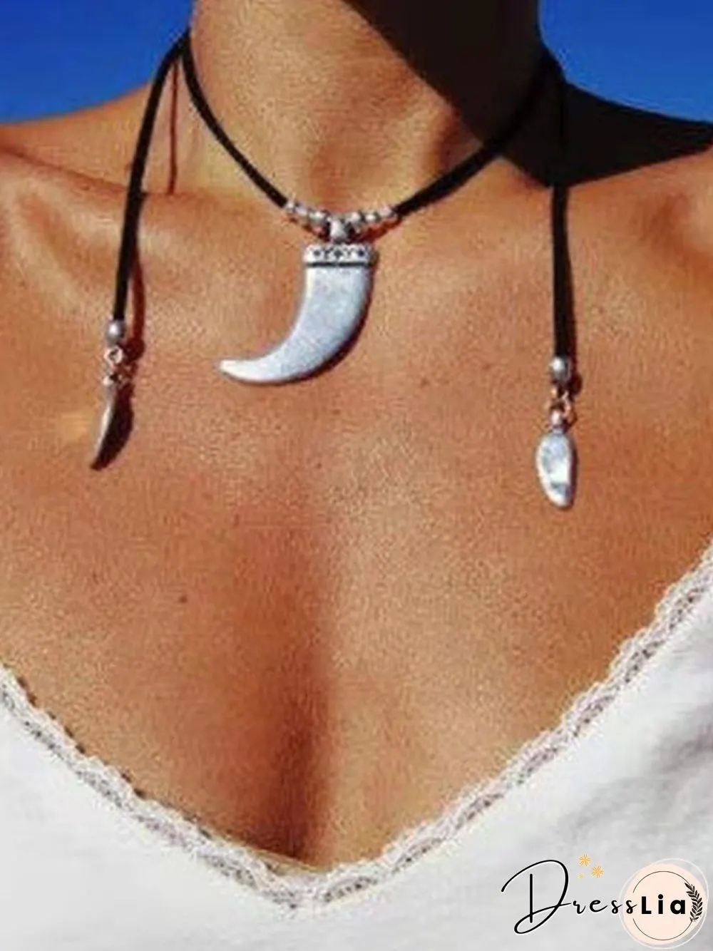 Women Abstract All Season Ethnic Metal Leather Party Metal Standard Pendant Necklaces Necklace