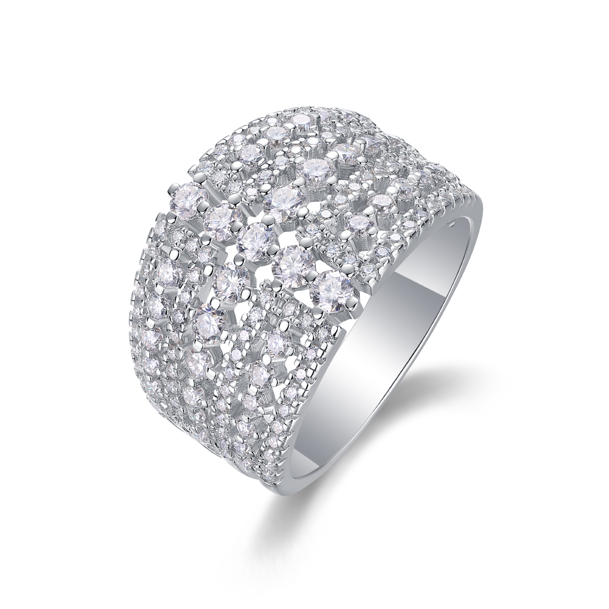  S925 silver wide face moissanite eternity ring Platinum-plated fine jewellery Diamond test certificate Wedding band gift