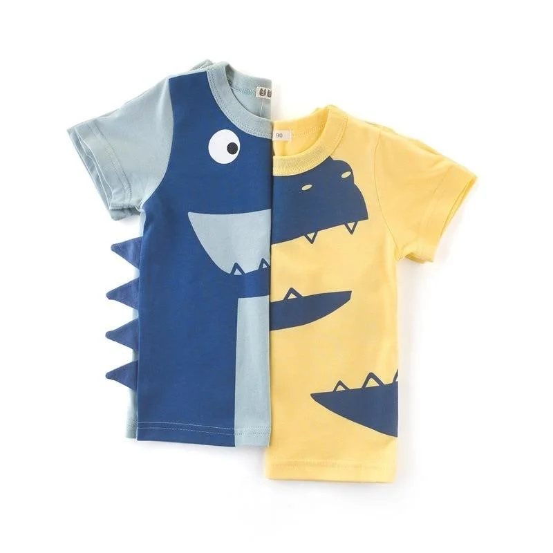 2-8 Years Boys Girls Cartoon Dinosaur T-shirts Summer Kids Costume Cotton Children Short Sleeve Tops Fashion Boy Tees Clothes