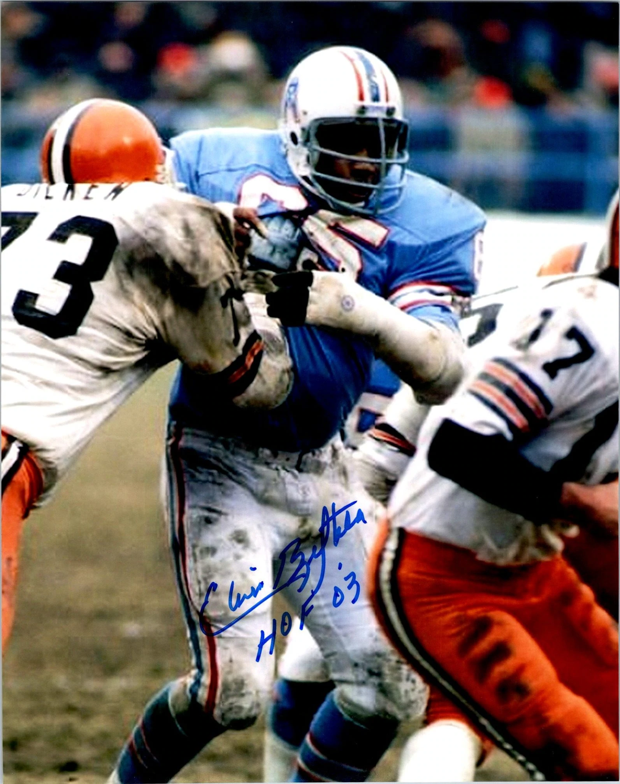 Elvin Bethea Signed 8x10 Photo Poster painting Houston Oilers NFL HOF Autographed COA e