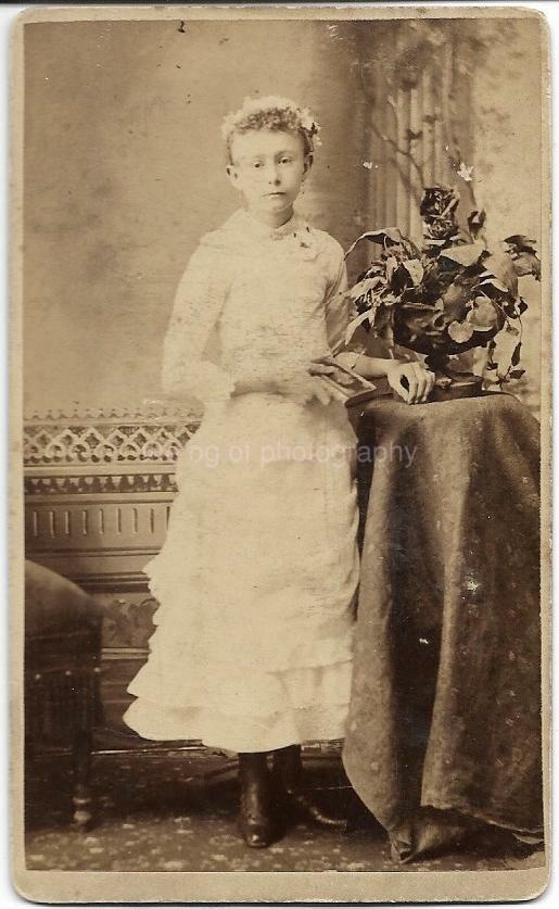 FOUND CDV Photo Poster painting Vintage FOUND Photo Poster paintingGRAPH bw A WOMEN FROM BEFORE Portrait 19 28