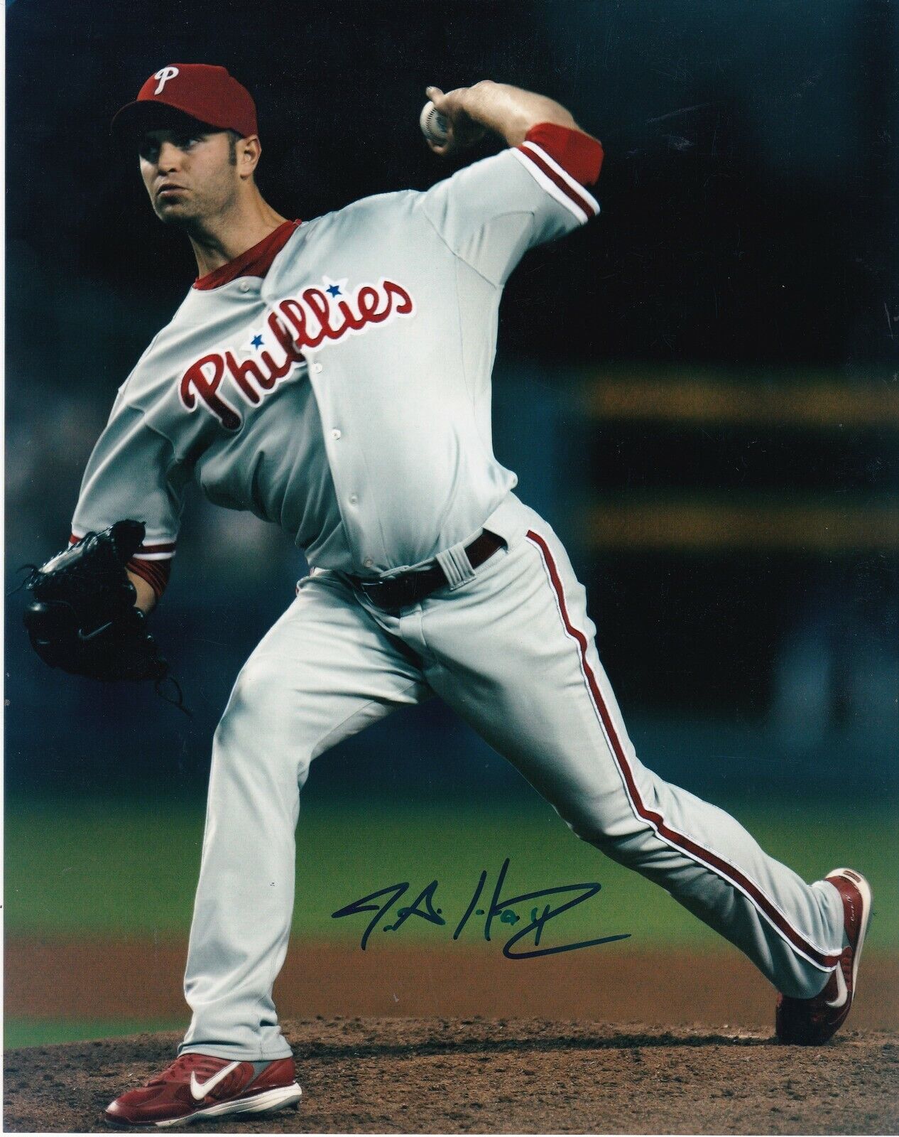 J.A. HAPP PHILADELPHIA PHILLIES ACTION SIGNED 8x10