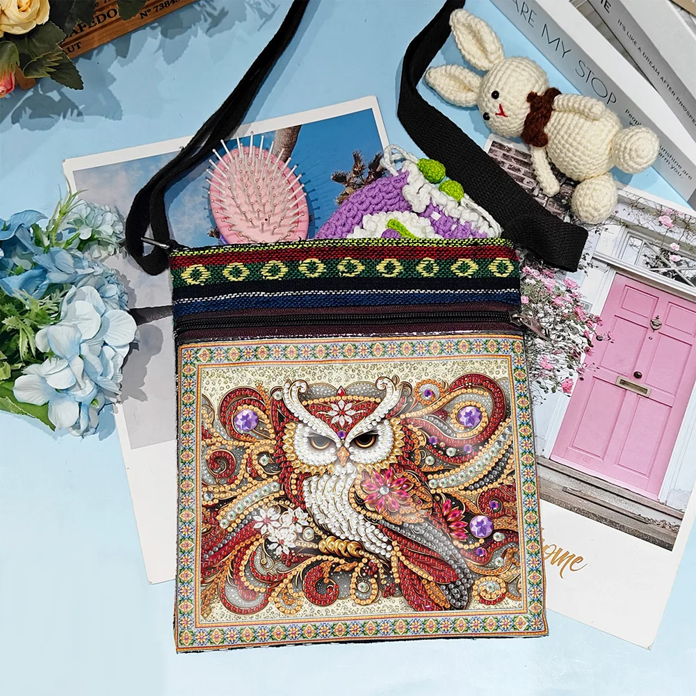 5D DIY Owl Diamond Art Purses Canvas Diamond Painting Shoulder Bag