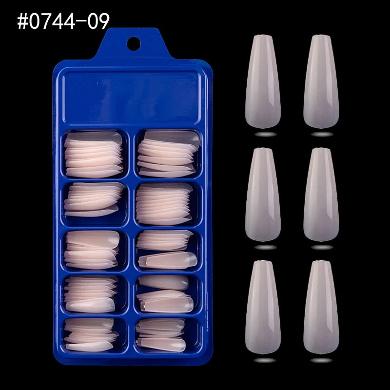 Lamemoria 100/500pcs/opp/box Fake Nails Coffin Nail Tips Press on Nails Natural Clear Long Ballerina DIY False Nail Full Cover-Nail Inspo