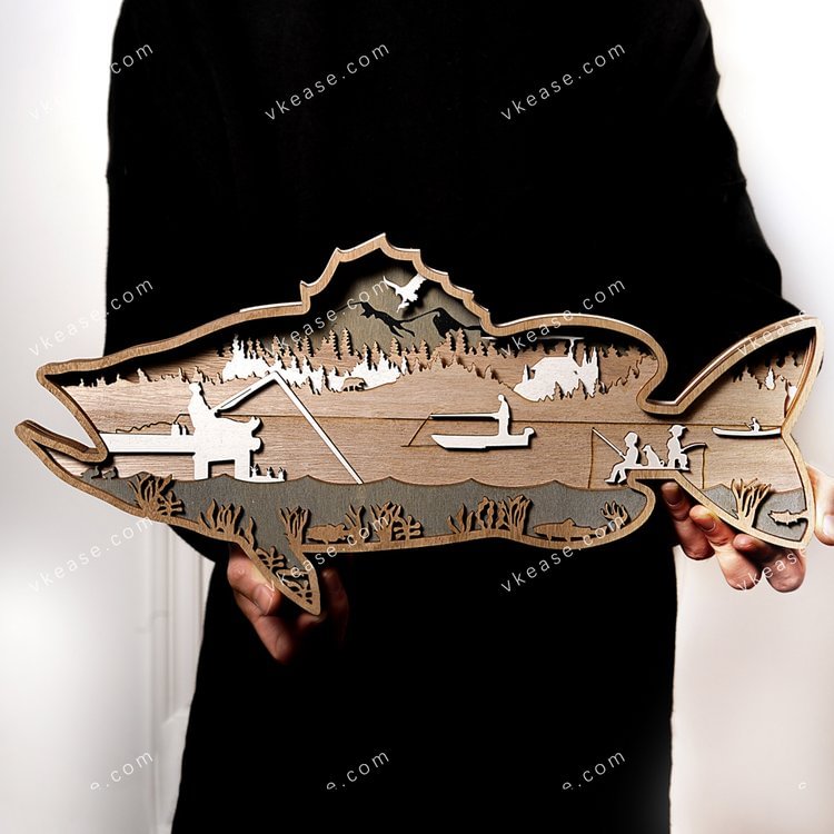 Wooden Wall Decoration Largemouth Bass Fish