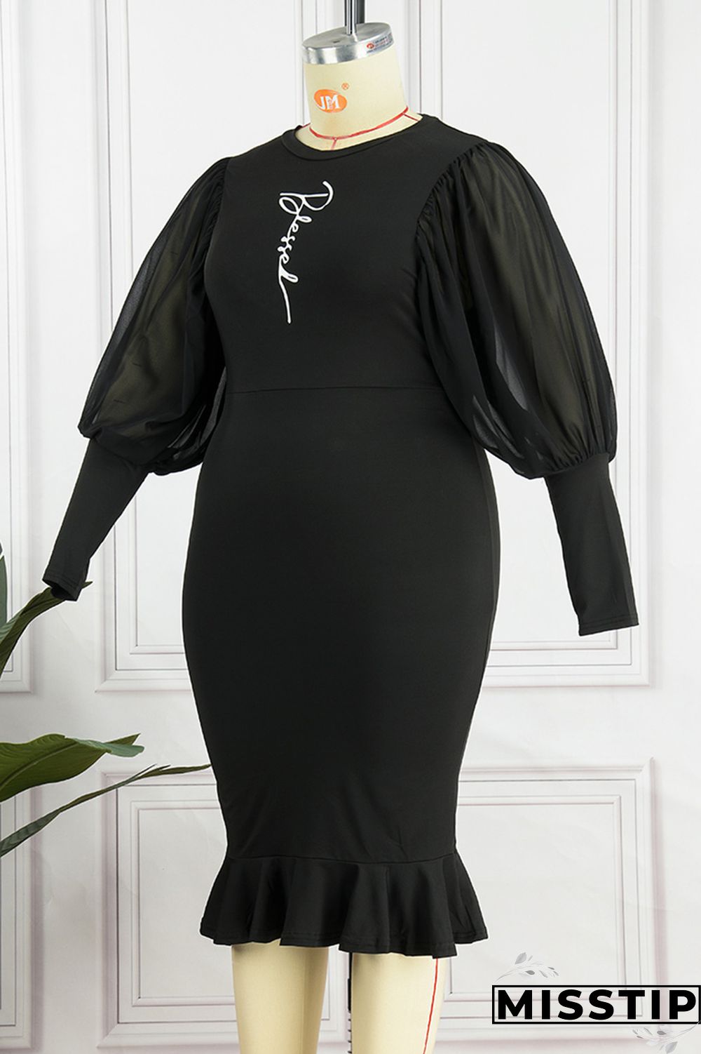 Orange Casual Print Patchwork O Neck Long Sleeve Plus Size Dresses