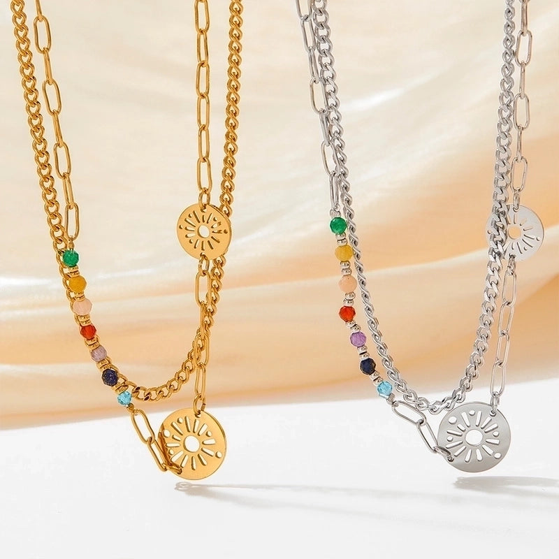 Retro Flower 304 Stainless Steel Artificial Crystal 16K Gold Plated White Gold Plated Gold Plated Inlay Stainless Steel Jewelry Sets