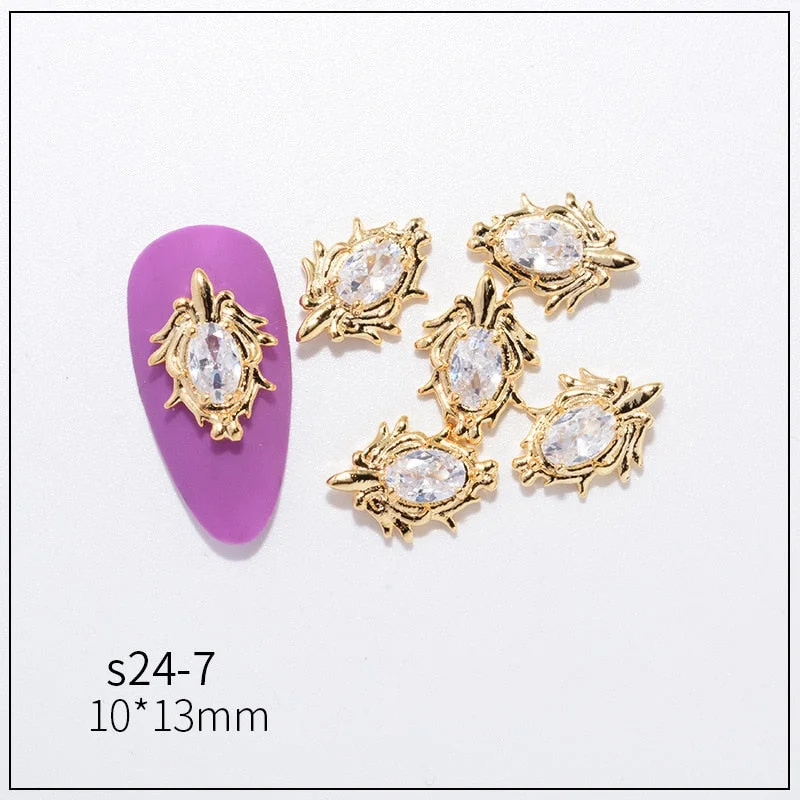 Nail Decoration Embellished Pendant Flash Drilling Chain Designs 5 Pcs/Set Metal With Zircon Rhinestones For Beauty Salons-Nail Inspo
