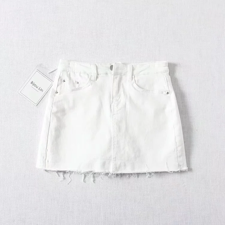 Ueong New Summer Women's High-Waisted, Thin, Stretch-Edged Denim Skirt With Anti-Polish Short Skirt And Straight Skirt