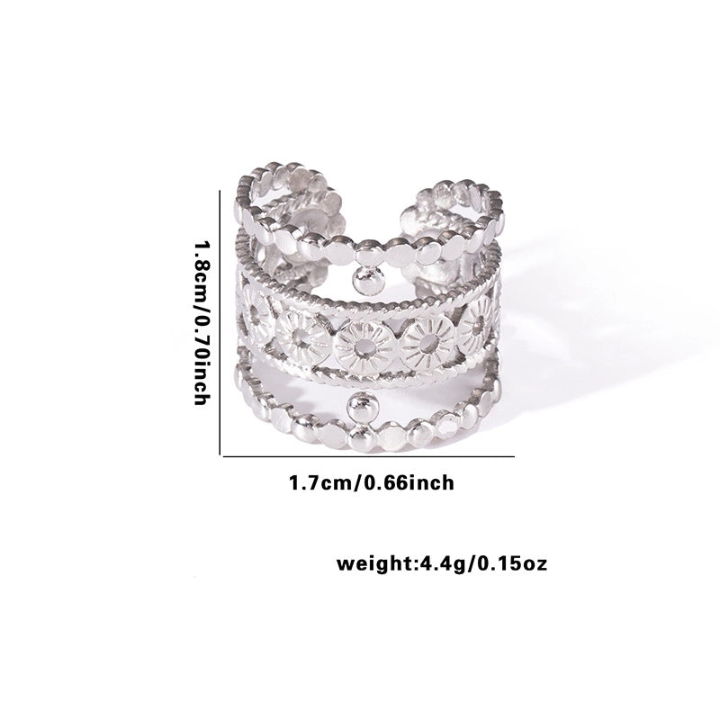 Retro Classic Style Geometric Leaf Snake Titanium Steel Plating Open Rings