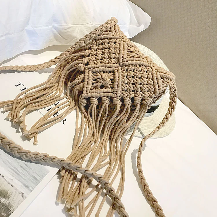 Mini Fringe Trim Flap Straw Bag