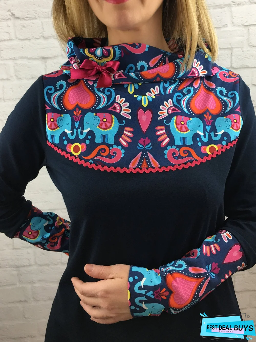 Turtleneck Casual Printed Fit Causal Dress