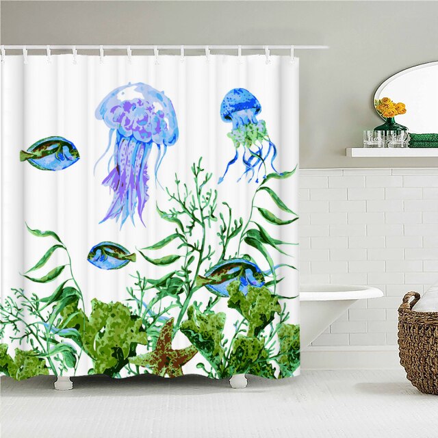 

Shower Curtain – Fish Sea Turtle Shark-180*180cm, 501 Original