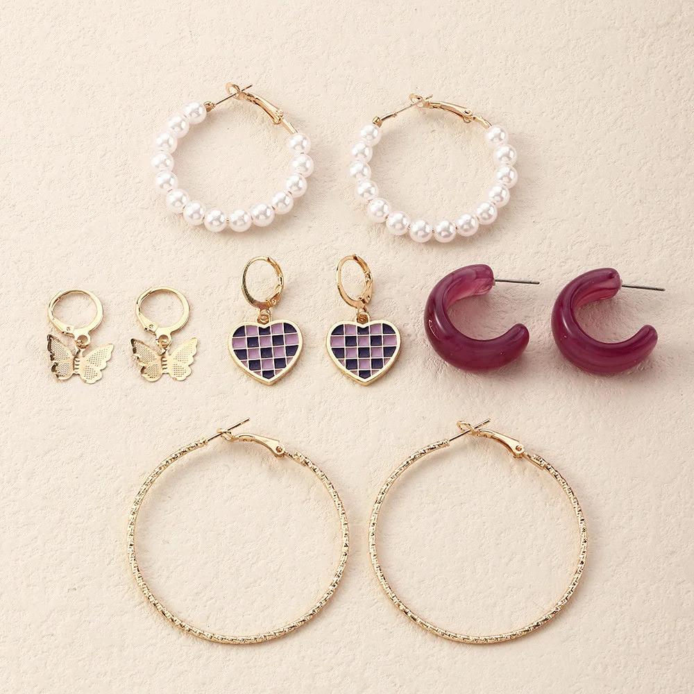 Women's New Pearl Heart-shaped Pendant Earrings