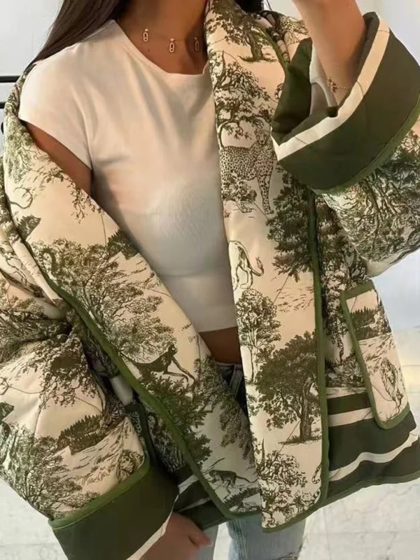 New printed cotton-padded jacket with double pockets Flusfy
