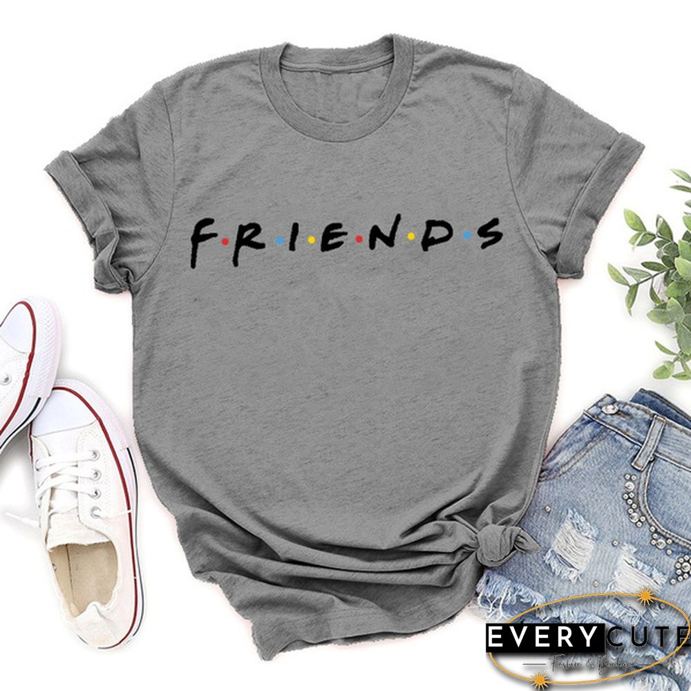 Women's Fashion Printed Friends Print T-shirts Summer Casual Loose Round Neck Creative Personalized T-shirts