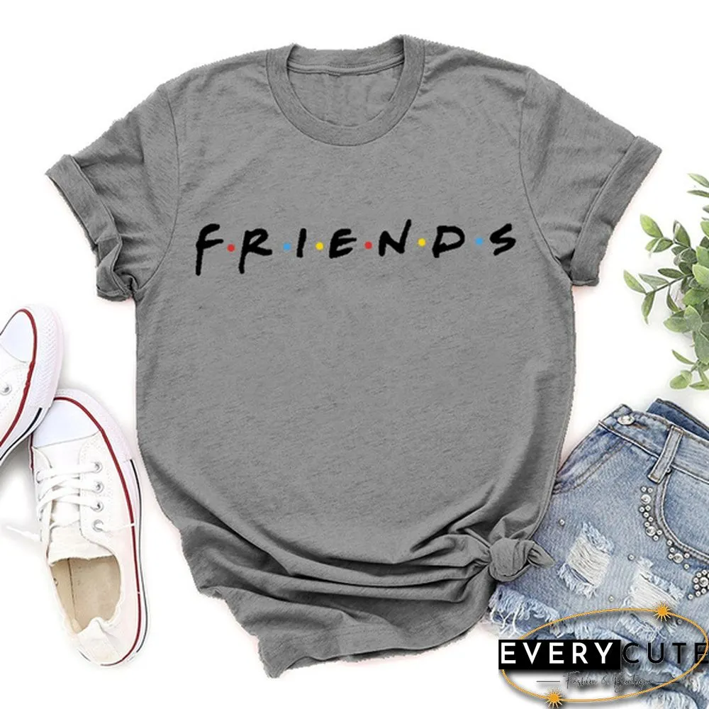 Women's Fashion Printed Friends Print T-shirts Summer Casual Loose Round Neck Creative Personalized T-shirts