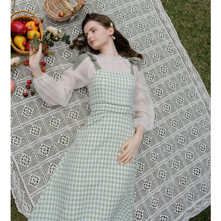 Fairy Tales Aesthetic Green Plaid Overall Dress / Top QueenFunky