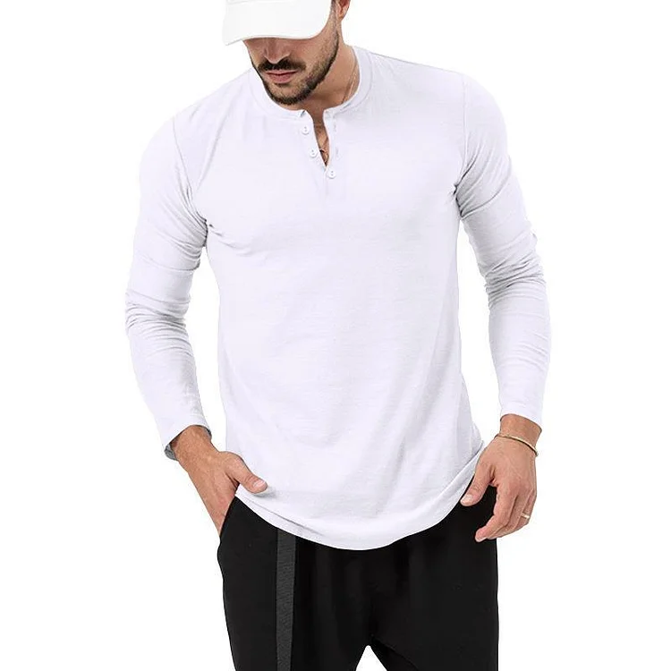 PASUXI Men's Henley Long Sleeve Casual Lightweight Button Fashion Basic T-Shirt Raglan Sleeves huanwei