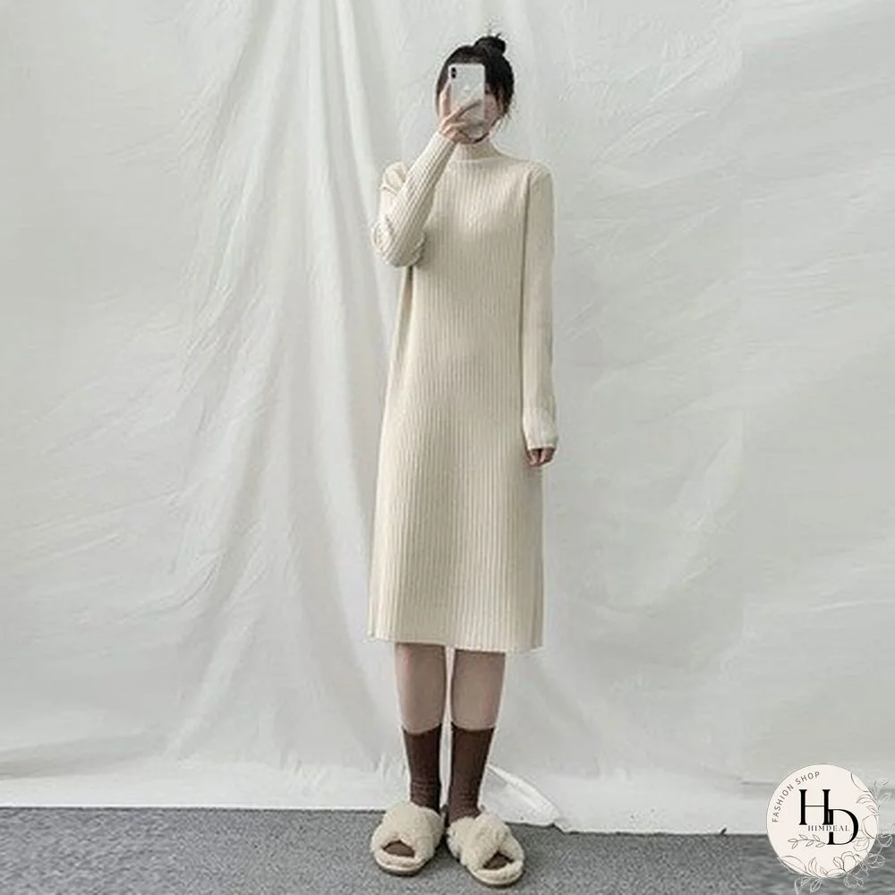 Winter Autumn Fashion Hooded Sweaters And Pullovers Long Casual Striped Pullovers Korean Style Long Sweater Dresses