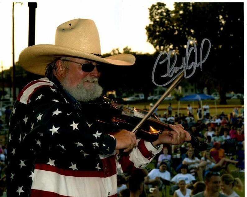 Charlie daniels signed autographed american flag shirt 8x10 Photo Poster painting