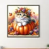40x40cm Halloween Katze 5D DIY Vollbohrer Runde Diamond Painting Kit Wanddekoration