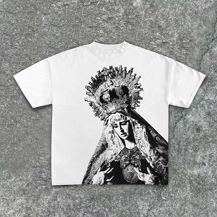 Vintage The Scriptures of the Blessed Virgin Mary Print 100% Cotton T-Shirt