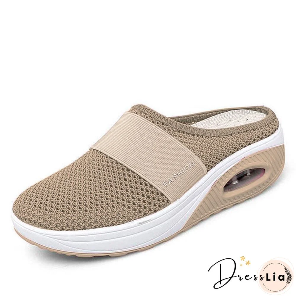 Women Mesh Lightweight Shoes Woman Slippers Wedge Shoes Female Air Cushion Sandals Thick Bottem Casual Sneakers Plus Size 43
