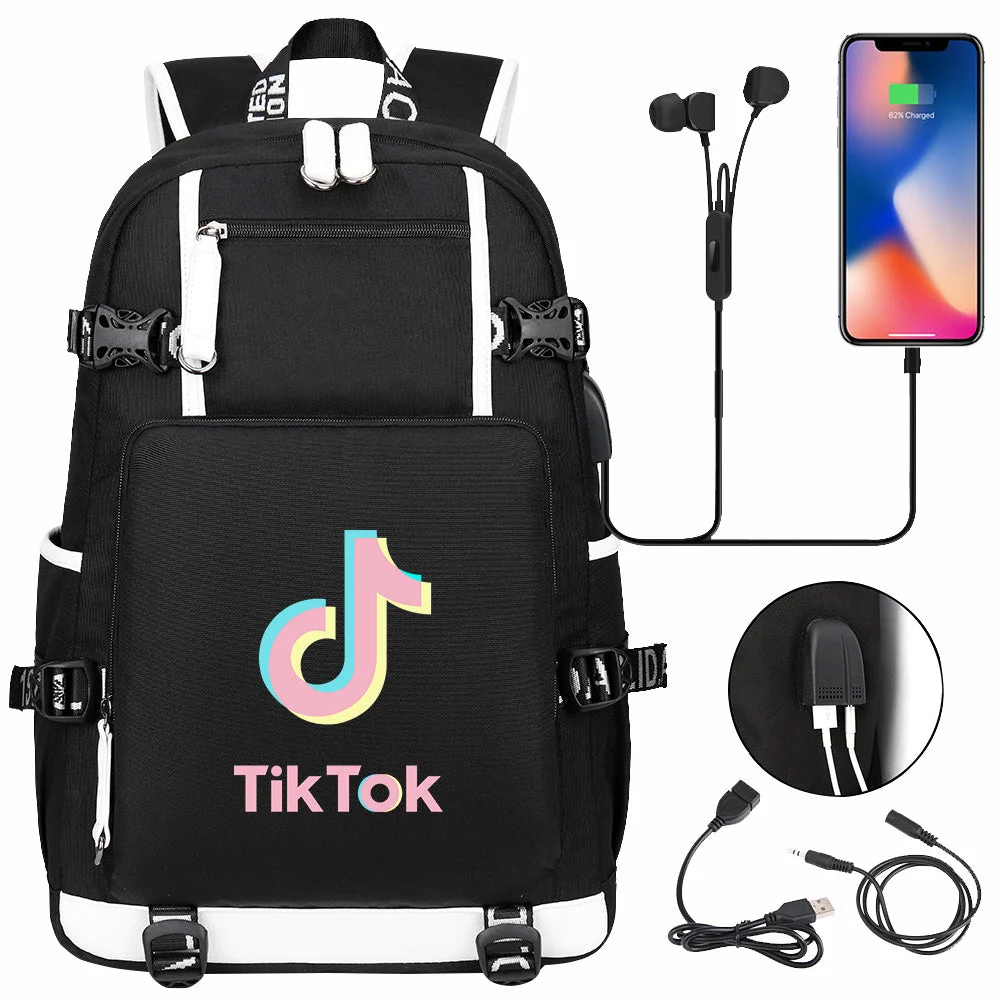 Buzzdaisy Tik Tok #2 USB Charging Backpack School NoteBook Laptop Travel Bags