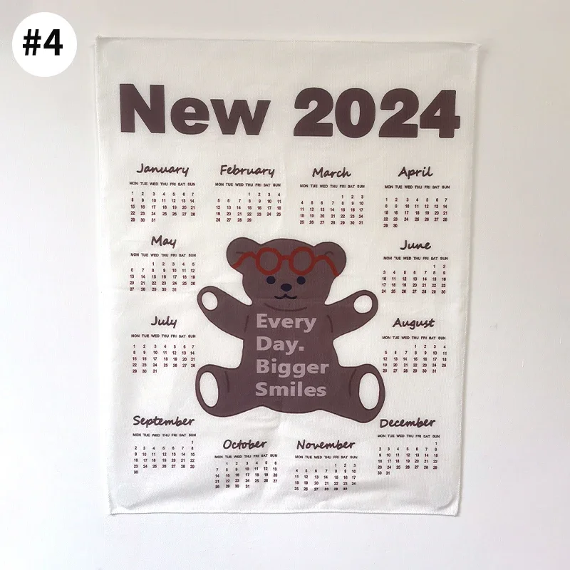 Athvotar Hanging Cloth Wall Calendar Small Tapestry Cartoon Calendar Tapestries Bedroom Background Fabric Decorations 2024 달력 태피스트리