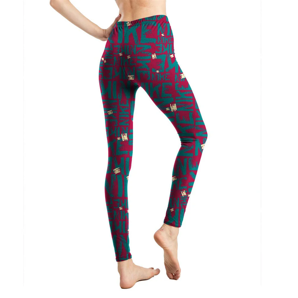 Uveng Milk Silk Printed Abstract Letter Cropped Leggings