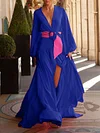 Solid Color Loose Long Sleeves Maxi Dress