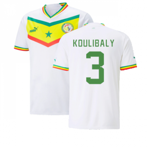 Senegal Kalidou Koulibaly 3 Home Shirt Kit World Cup 2022