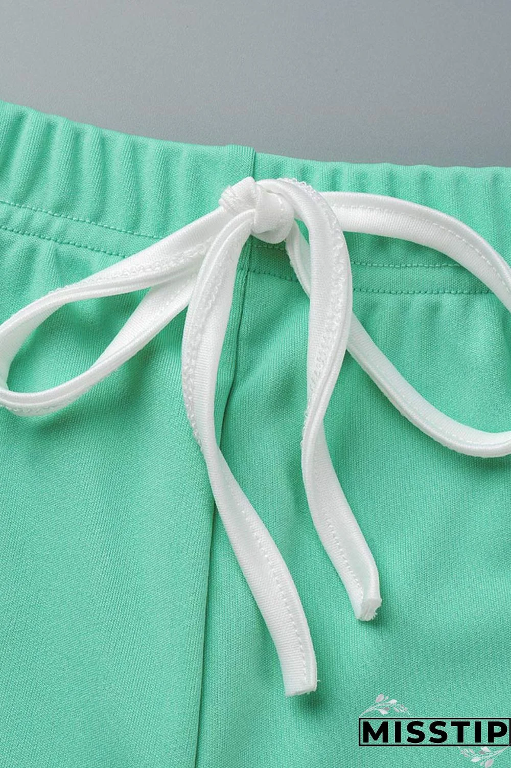 Green Fashion Casual Solid Patchwork Backless Halter Sleeveless Two Pieces