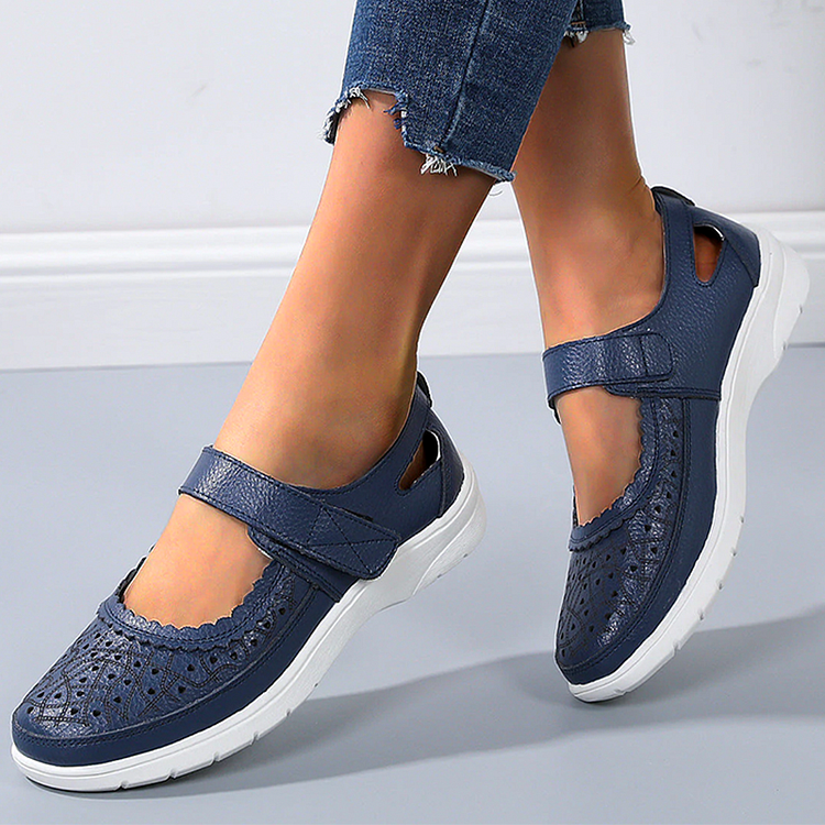 Womens Ladies Genuine Leather Mary Jane Touch Fastening Slip On Casual Summer Sandals Pumps Shoes shopify Stunahome.com