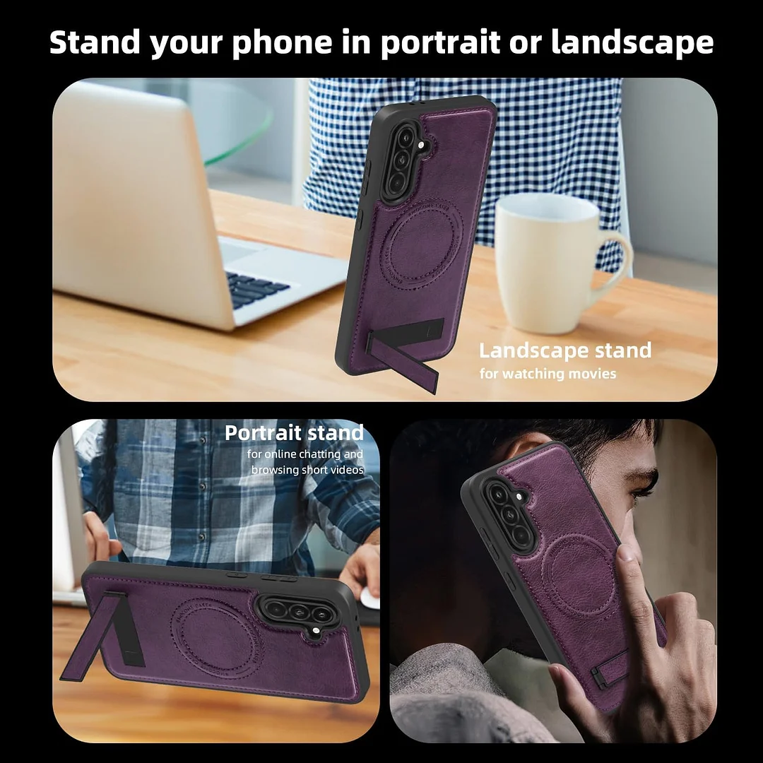 Samsung Galaxy Z Fold 6 Leather Case Magnetic Protective Case Holder Phone Case