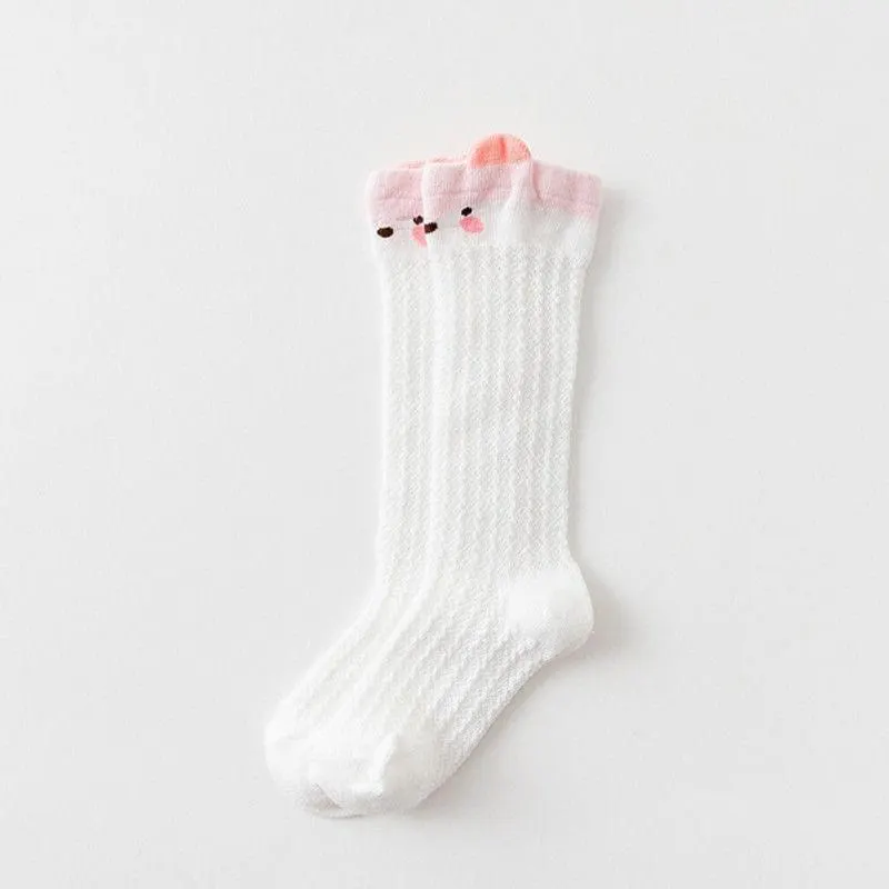 2020 Baby Leg Warmers Newborn Baby Girl Knee High Long Pom Cartoon Bow Stockings High Hollow Out Breathable Leg Warmer