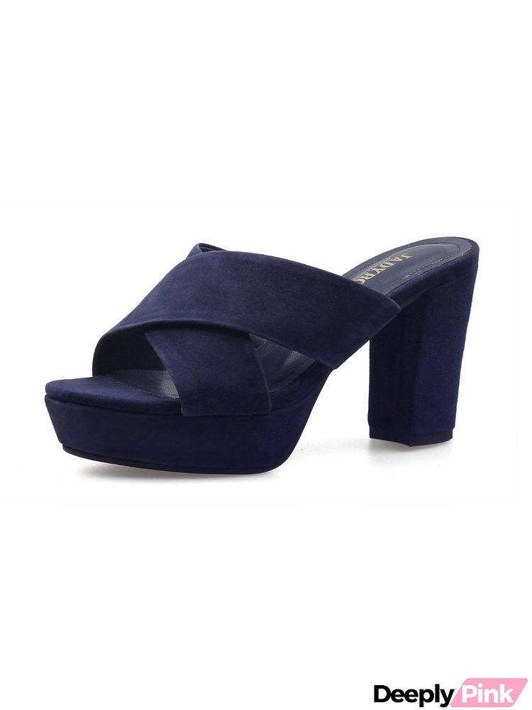 JADY ROSE | CRISSCROSS LEATHER PLATFORM MULE - VIOLET