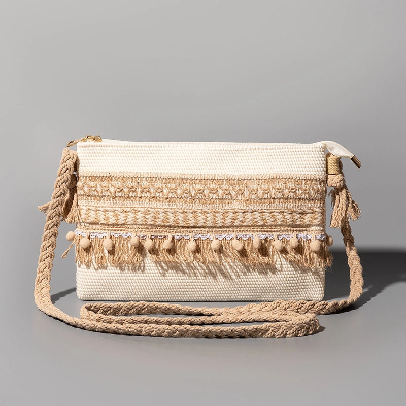 Women’s Small Polyester Stripe Elegant Streetwear Weave Sewing Thread Square Zipper Square Bag