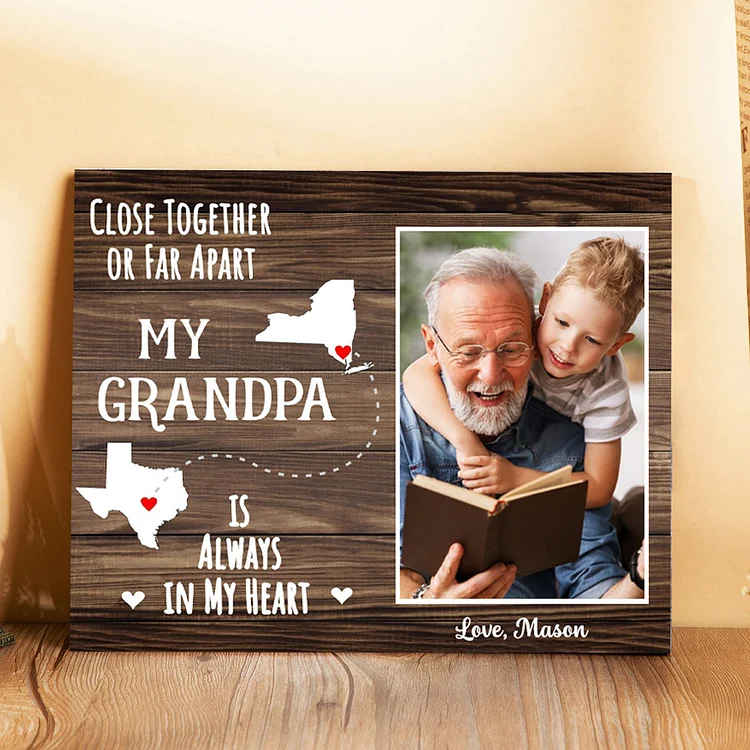 Personalized Grandpa Photo Ornament Canvas Gift-Customized Father Gift Ornament Desktop Decoration Picture Frame