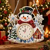 Acrylic Special Shape Xmas Snowman Diamond Pearl Painting Clock Handicraft Hanging Kit